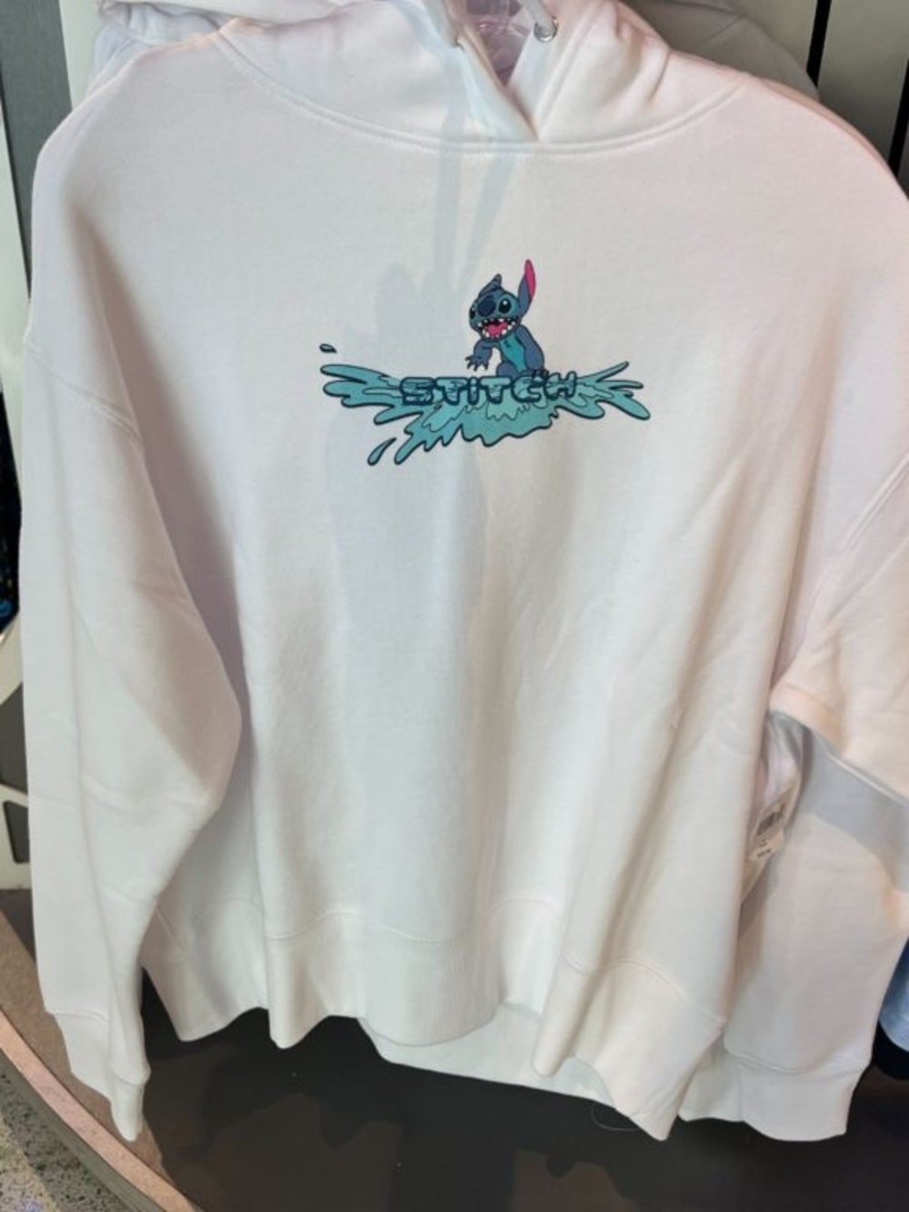Disney White Sweatshirt Hoodie with Stitch Surf Graphic